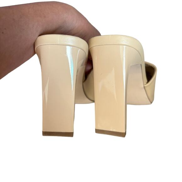 JustFab Kieran Mule Heeled Sandal – Beige Neutral Block Heel – Size 8.5 - Picture 6 of 9